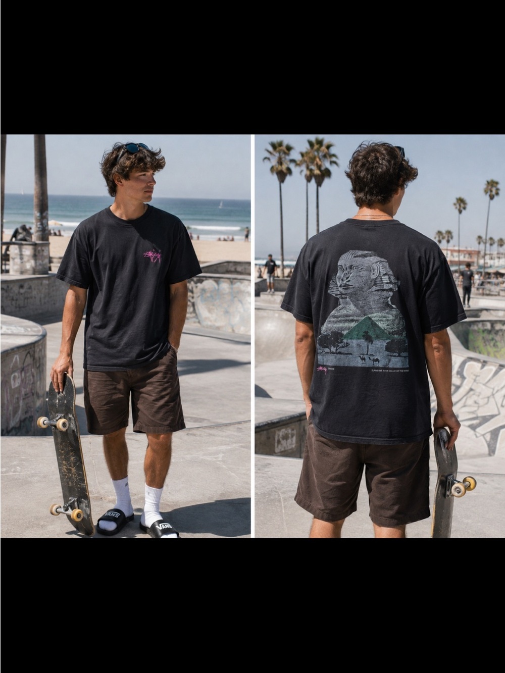 Stussy Sunbeams In The Valley Of The Kings Sphinx Graphic Tee Mens Size Large